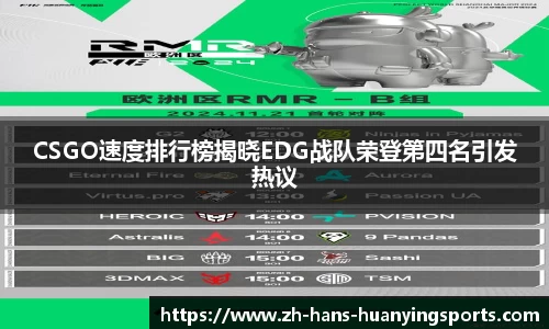 CSGO速度排行榜揭晓EDG战队荣登第四名引发热议
